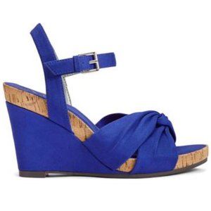 Royal / Cobalt Blue "Coral Plush" Velvet Wedge Sandals | Aerosoles